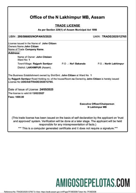 Em branco India Lakhimpur Trade License Word And PDF modelo